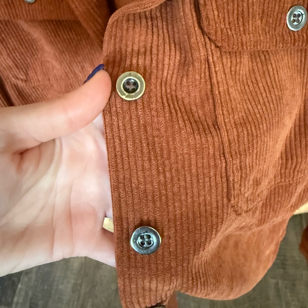 Burnt Orange Corduroy Button Up Shacket - Picture 5 of 7